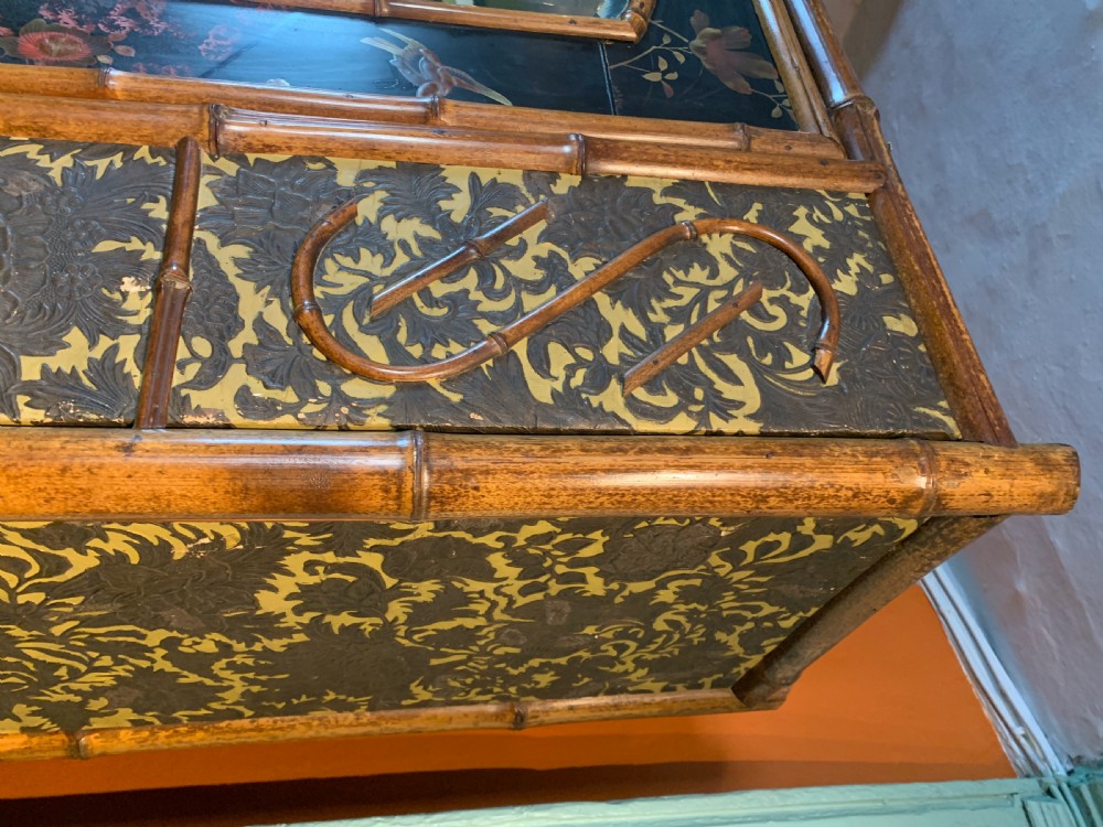 Victorian Aesthetic Movement bamboo and lacquer panelled wardrobe View VII