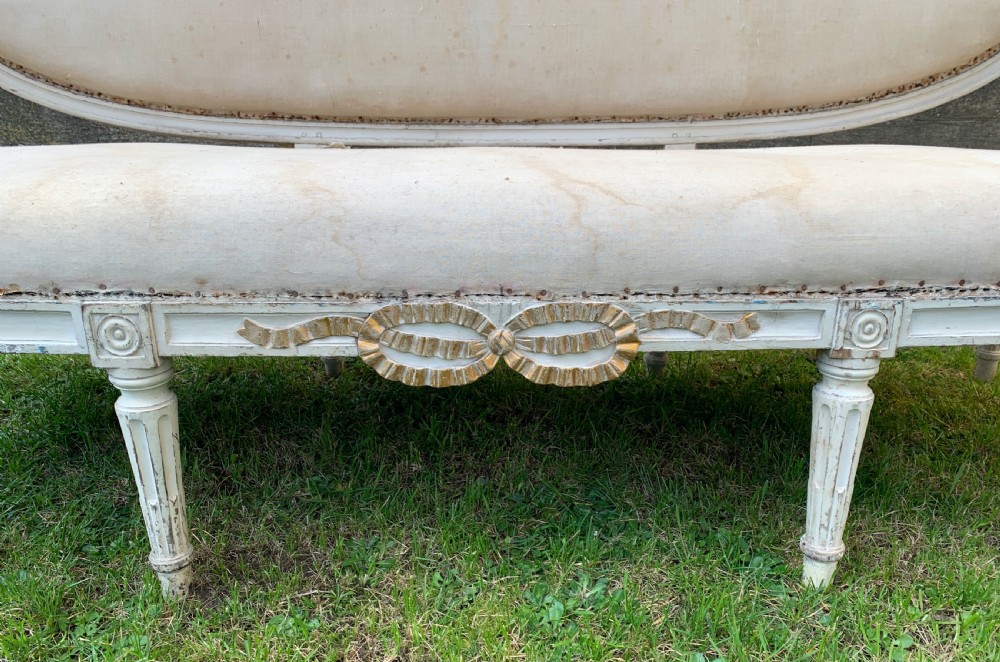 Antique French Louis XVI revival painted canape Sofa View V