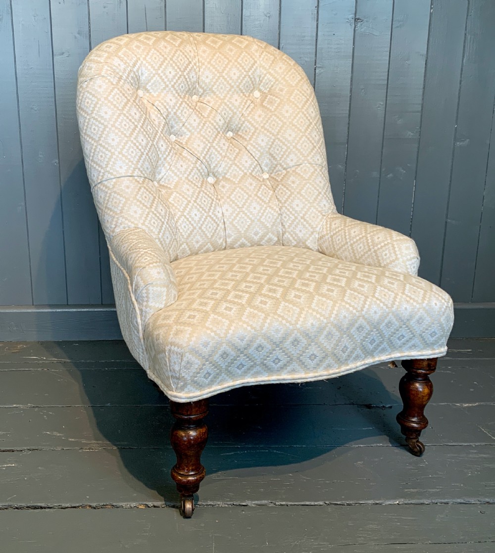 Victorian button back bedroom or occasional chair View II