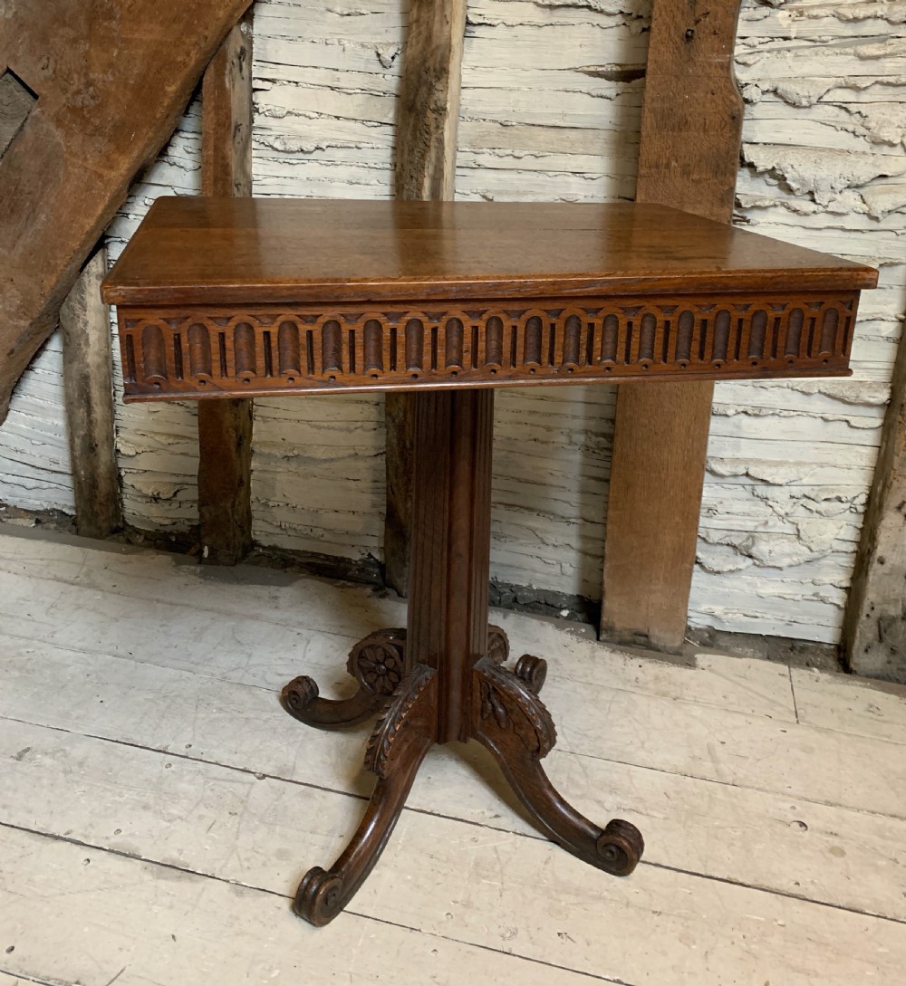 Victorian carved oak occasional table