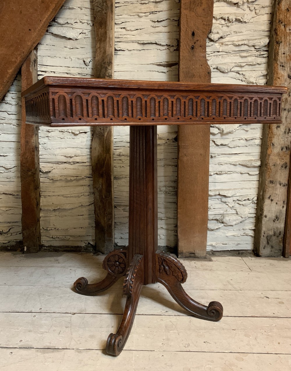 Victorian carved oak occasional table View II