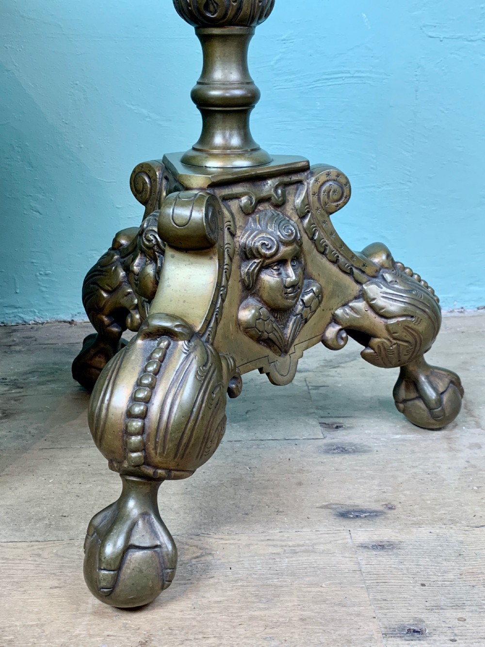 Italian brass ecclesiastical church floor lamp in 17th century style View VII