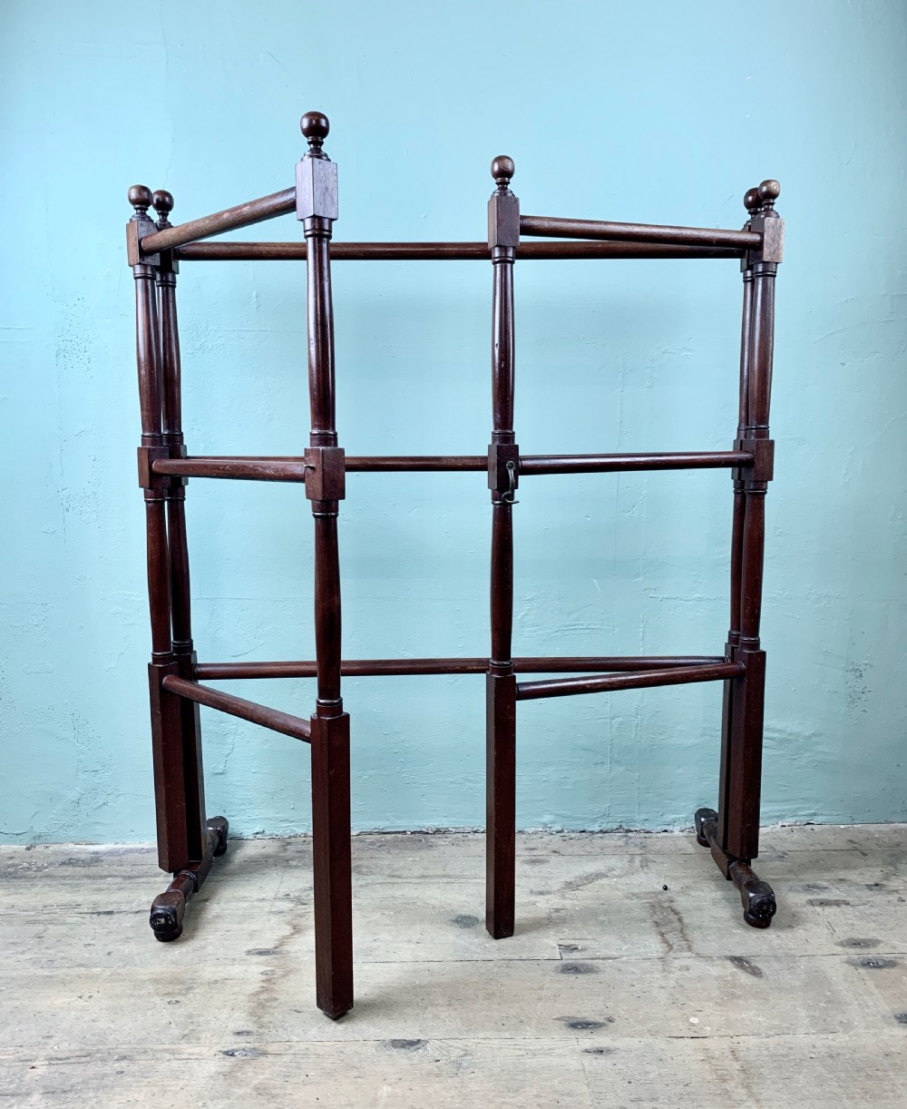 Edwardian mahogany gate action folding towel rail / clothes horse View III