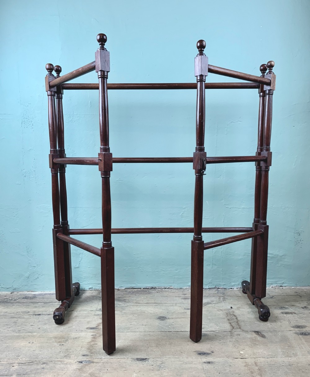 Edwardian mahogany gate action folding towel rail / clothes horse View IV