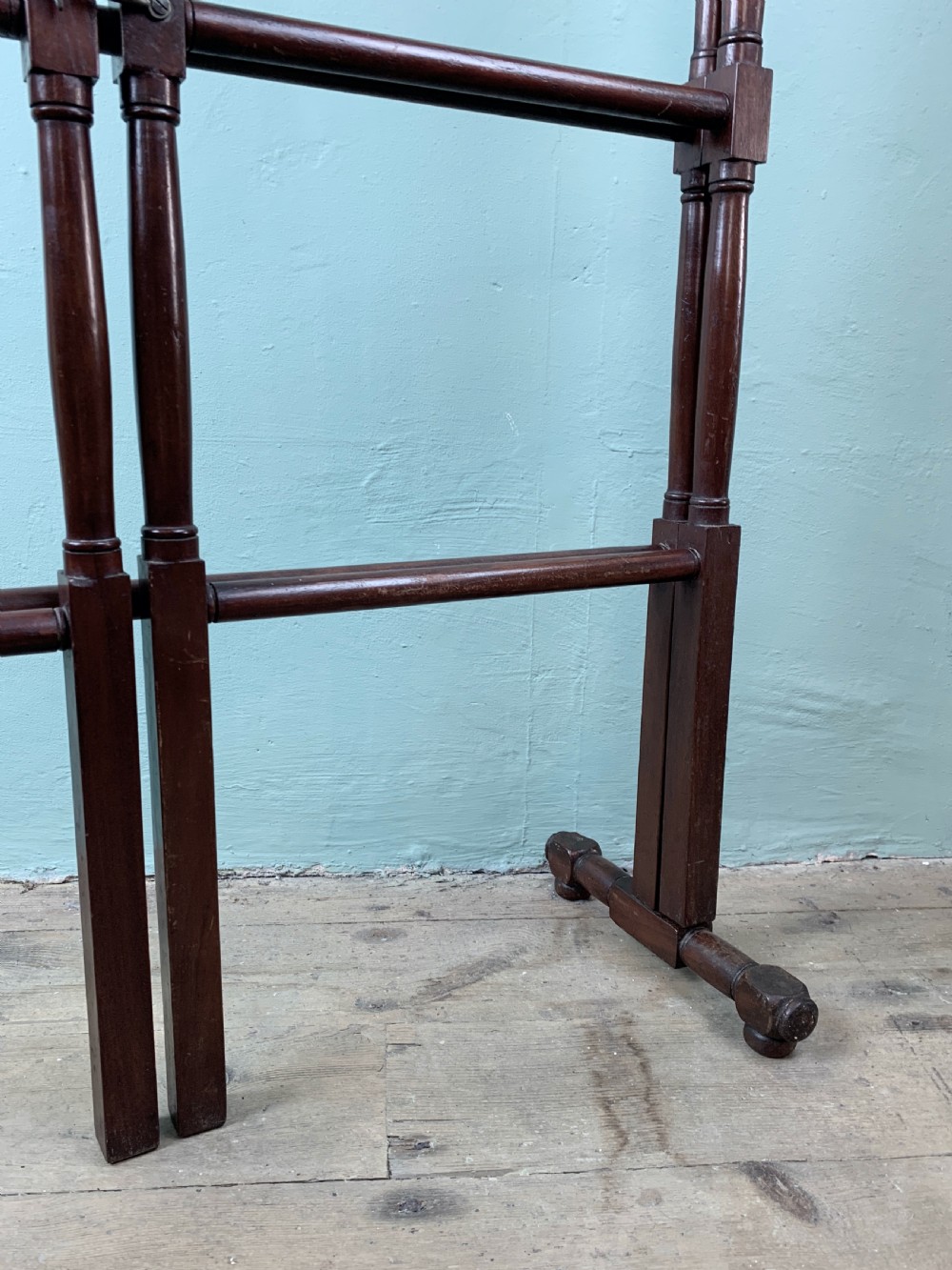 Edwardian mahogany gate action folding towel rail / clothes horse View V