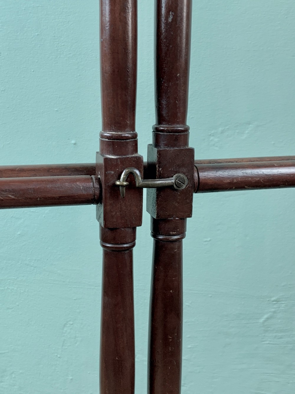 Edwardian mahogany gate action folding towel rail / clothes horse View VI