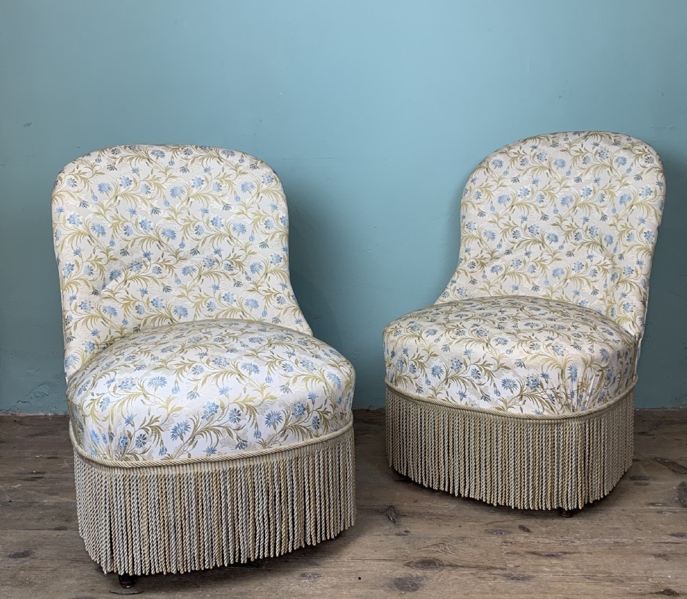 Pair of French Napoleon III occasional tub chairs