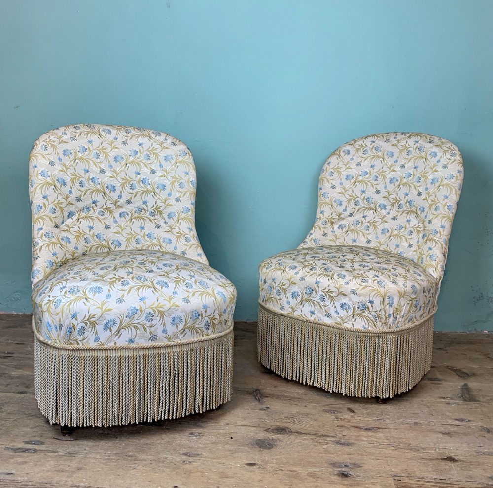 Pair of French Napoleon III occasional tub chairs View II