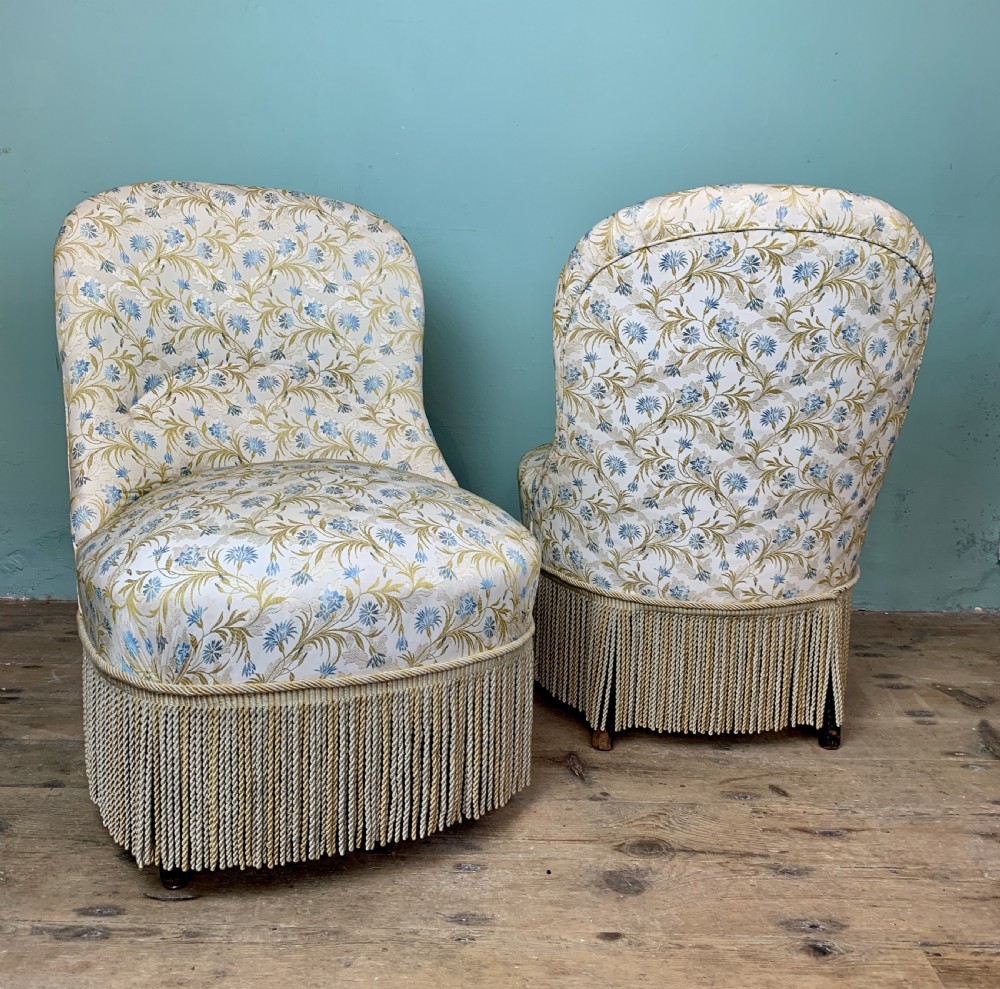 Pair of French Napoleon III occasional tub chairs View III