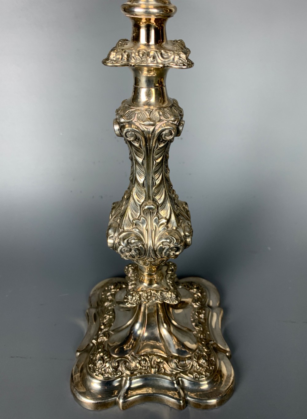 Pair of Old Sheffield Plate Candelabra / Candlesticks 19th century View IV