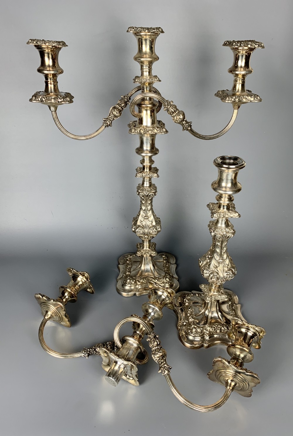 Pair of Old Sheffield Plate Candelabra / Candlesticks 19th century View VI