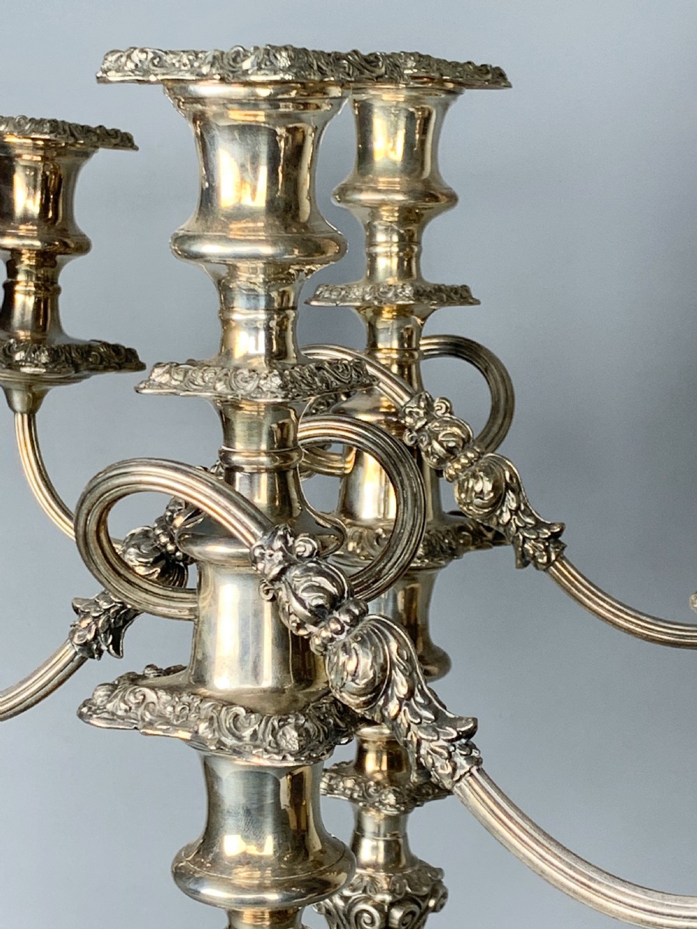 Pair of Old Sheffield Plate Candelabra / Candlesticks 19th century View VII