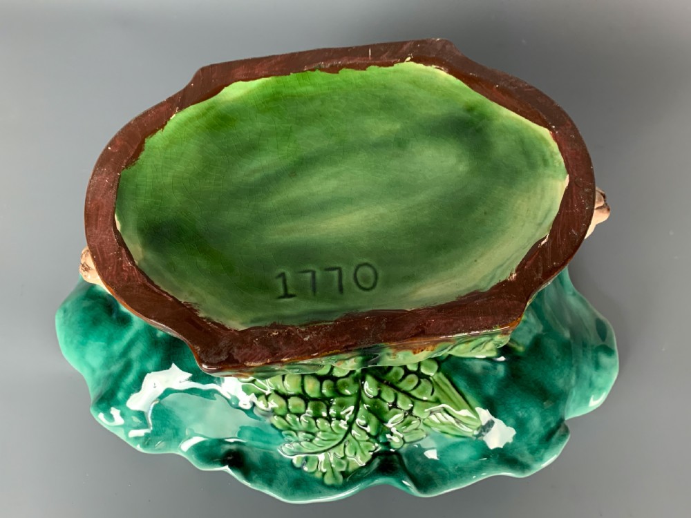 Continental majolica centrepiece in the form of two rabbits View VI