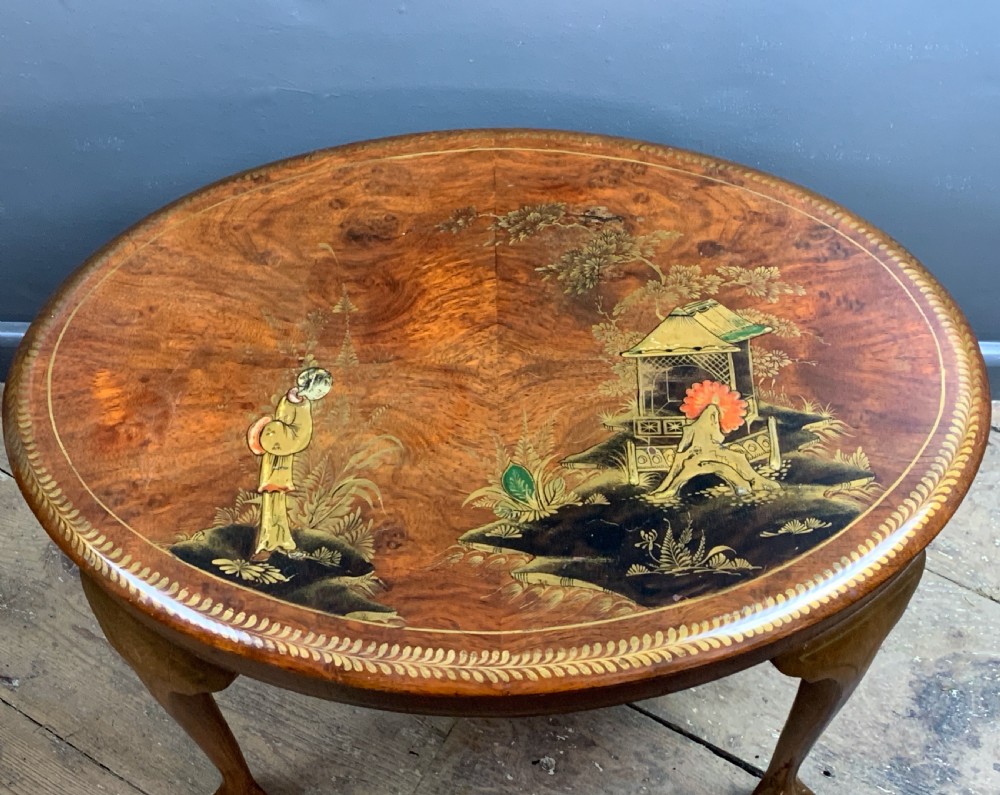 Chinoiserie decorated oval mahogany coffee table View III