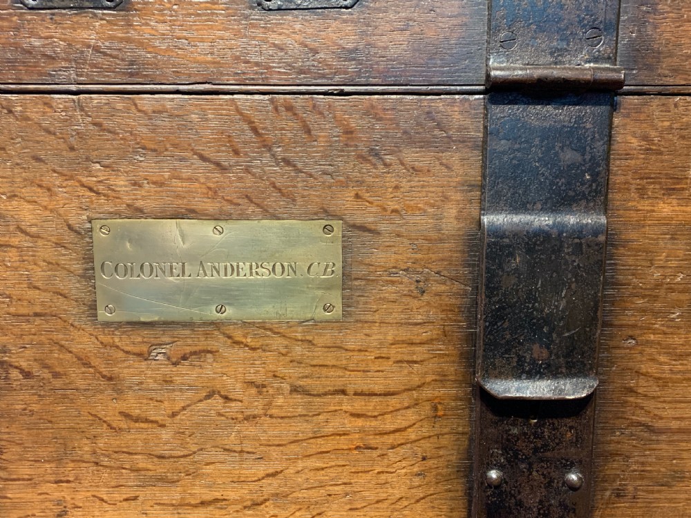 19th century iron bound military campaign trunk View III