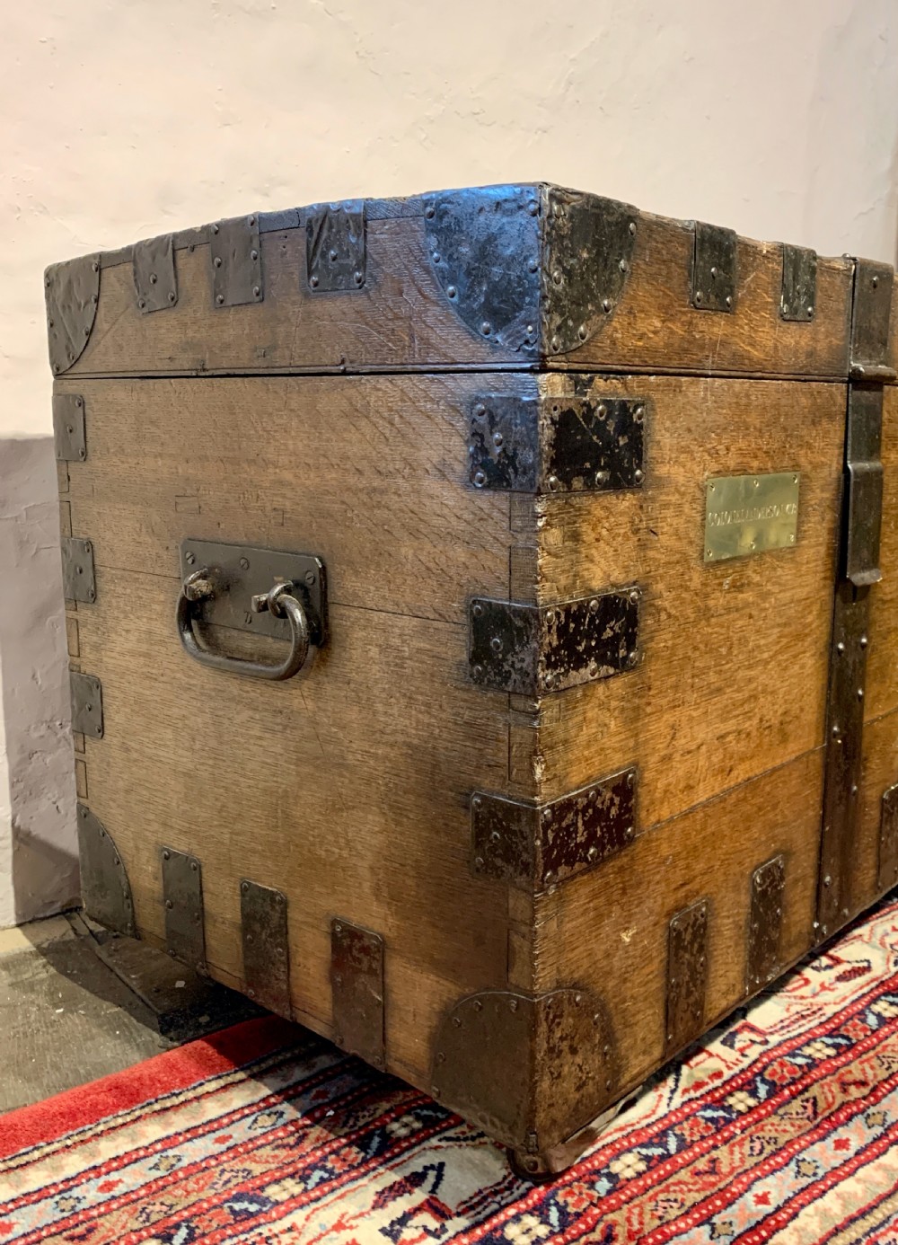 19th century iron bound military campaign trunk View IV