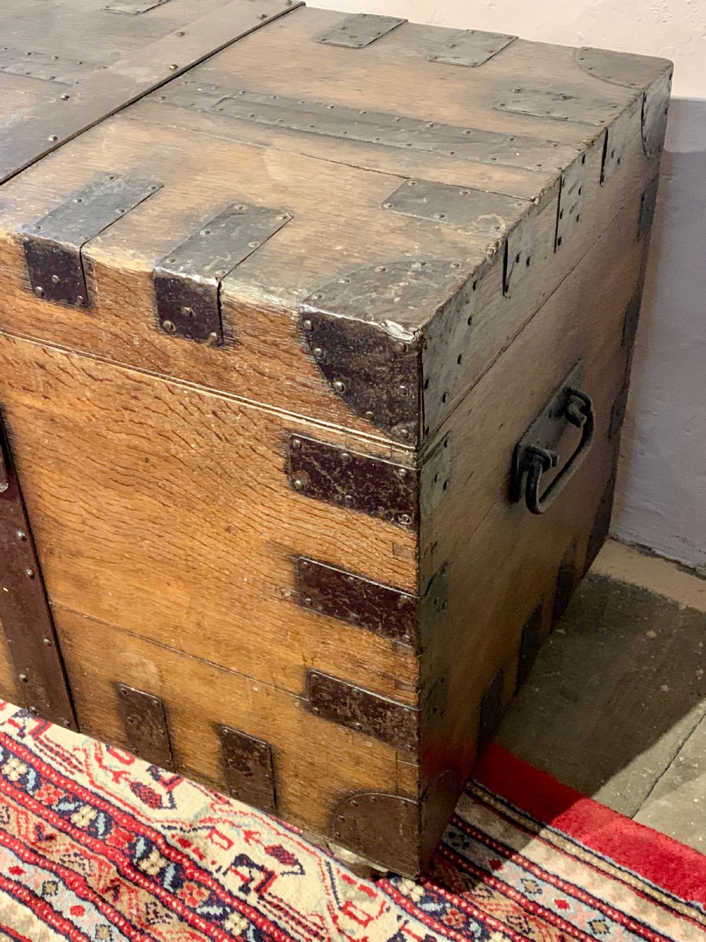 19th century iron bound military campaign trunk View VI