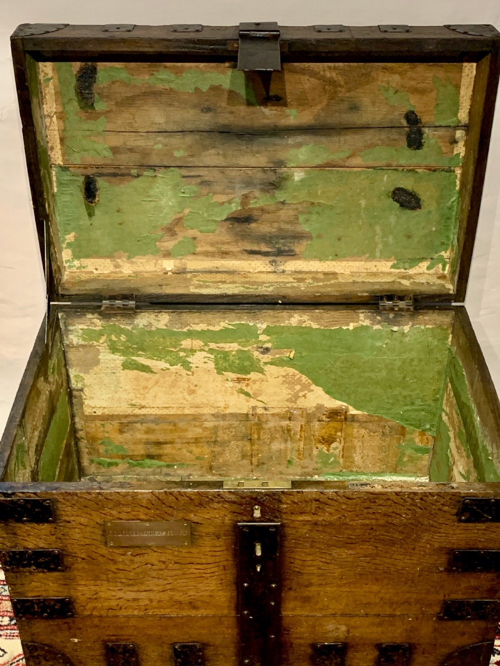 19th century iron bound military campaign trunk View VII
