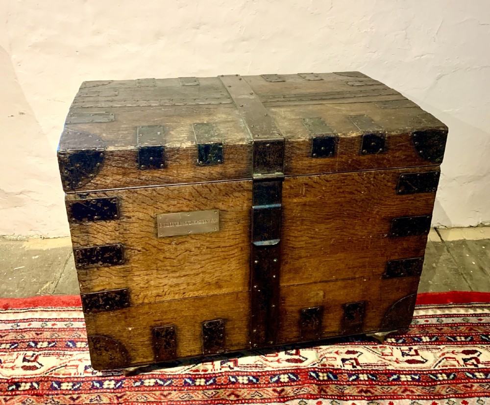 19th century iron bound military campaign trunk View VIII