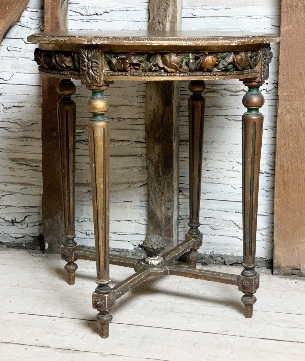 French Louis XVI style painted & gilt occasional table View II