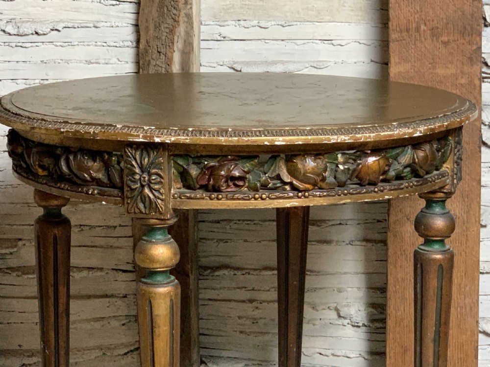 French Louis XVI style painted & gilt occasional table View IV