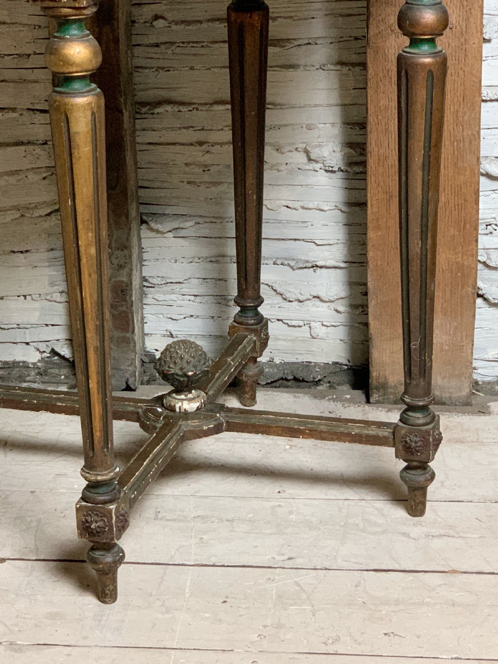 French Louis XVI style painted & gilt occasional table View V
