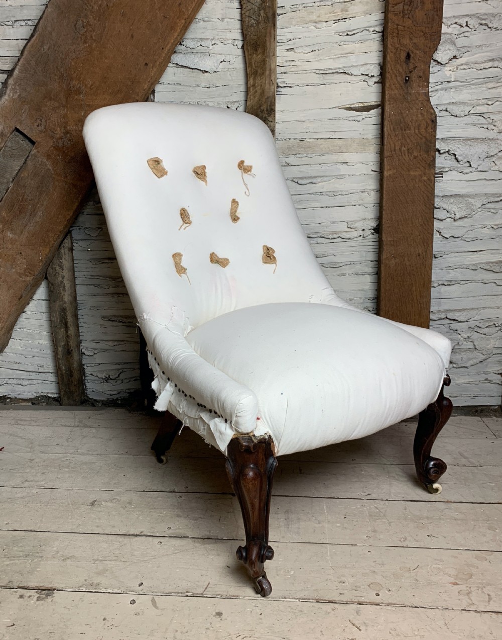 Victorian button back occasional chair for recovering