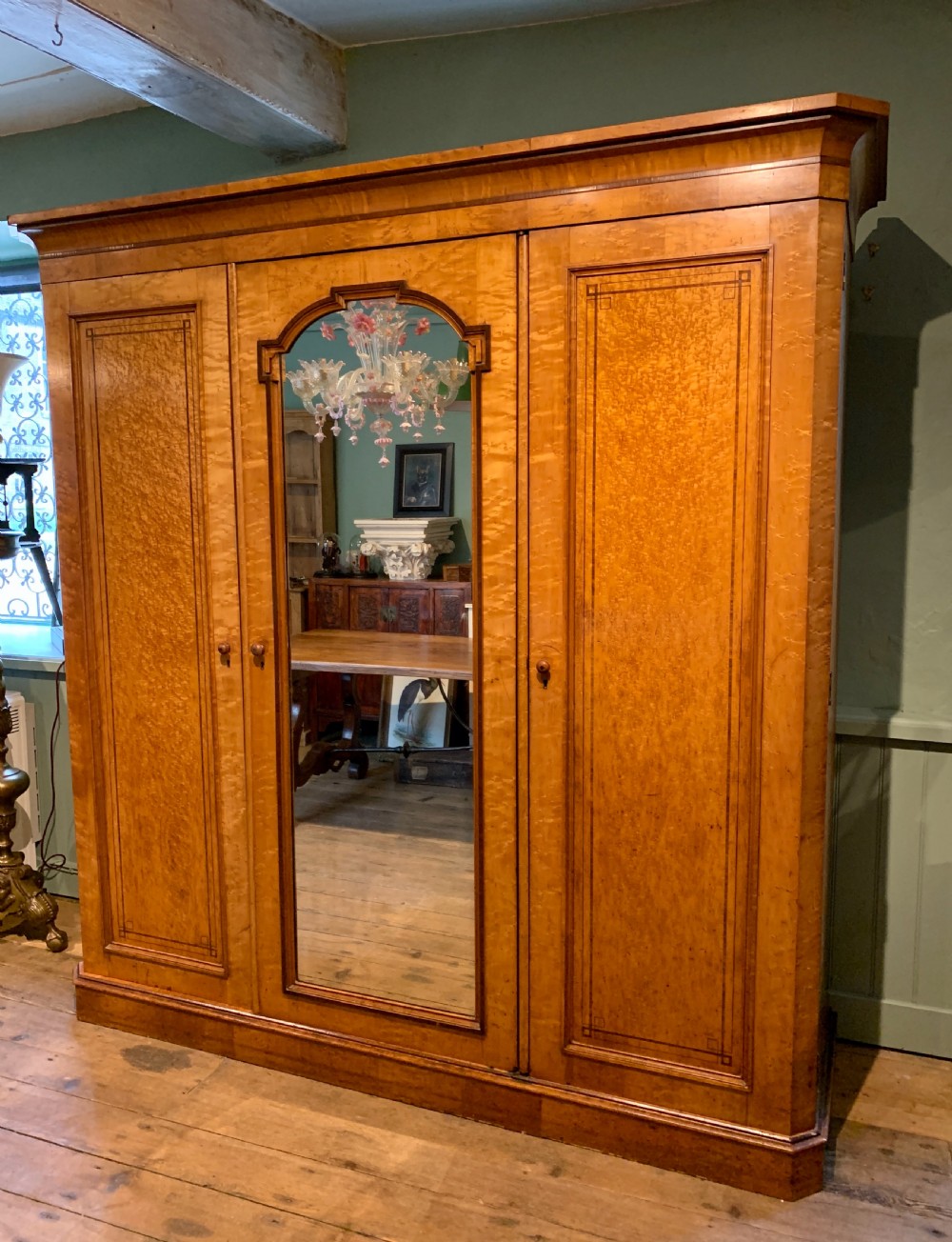 Fine Quality Victorian satin birch triple wardrobe View II