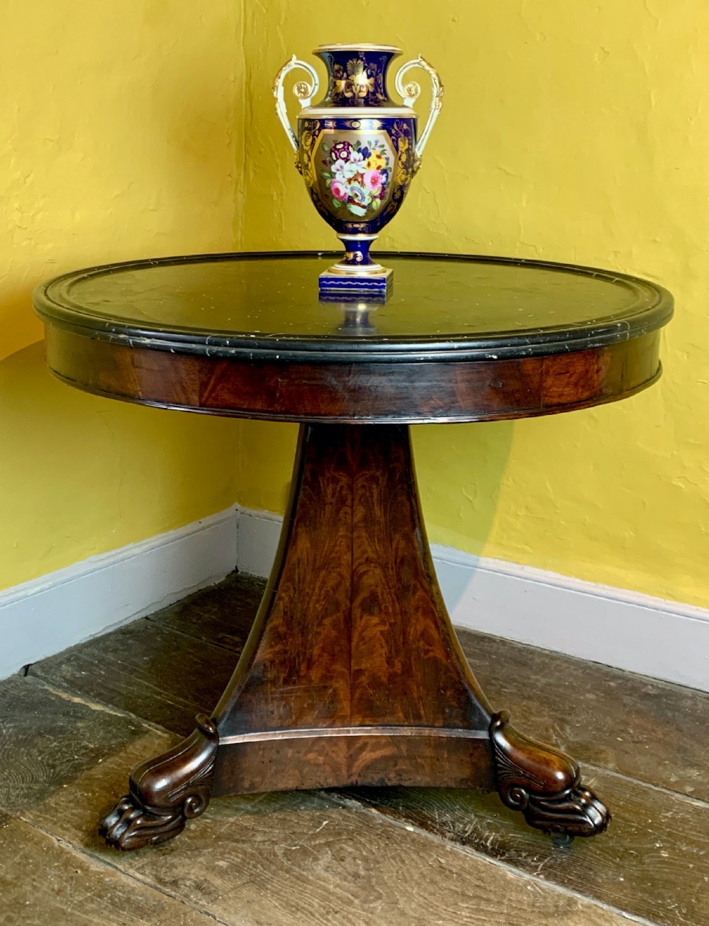 French Charles X marble top mahogany gueridon centre table View IV