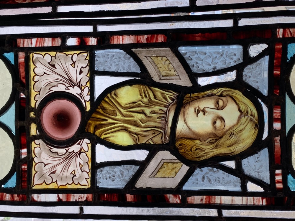Pair of Victorian architectural stained glass panels View IV