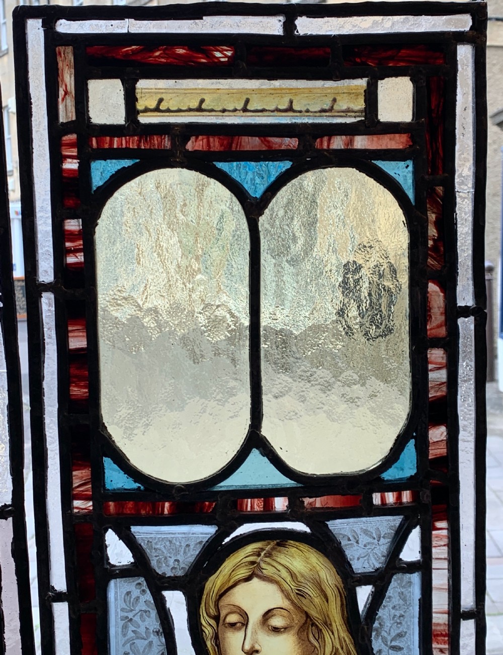 Pair of Victorian architectural stained glass panels View V