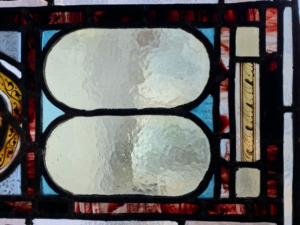 Pair of Victorian architectural stained glass panels View VI