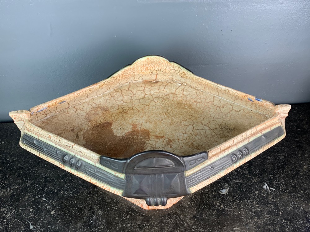 Continental Secessionist crackle glazed pottery centrepiece View V
