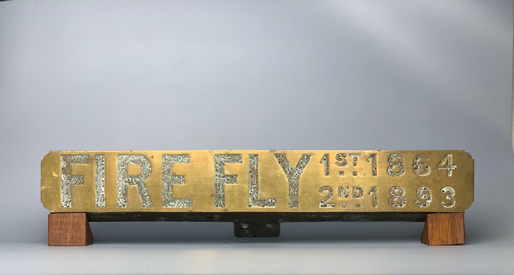 Victorian brass steam engine nameplate FIREFLY 