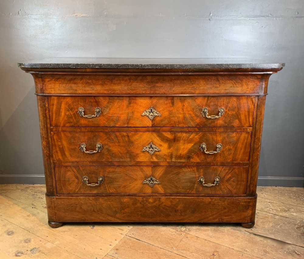 French Charles X marble top mahogany commode
