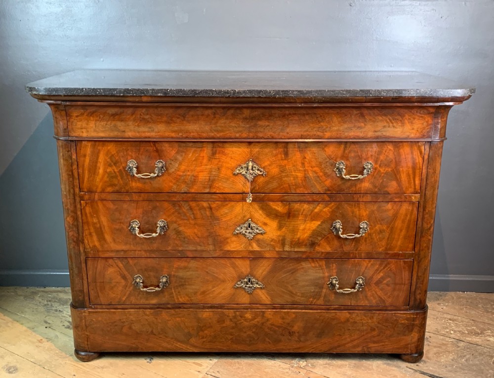 French Charles X marble top mahogany commode View VIII