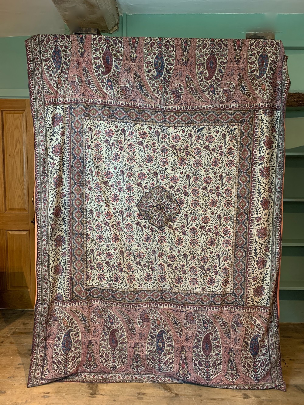 Antique Kalamkari block printed textile panel for Persian market