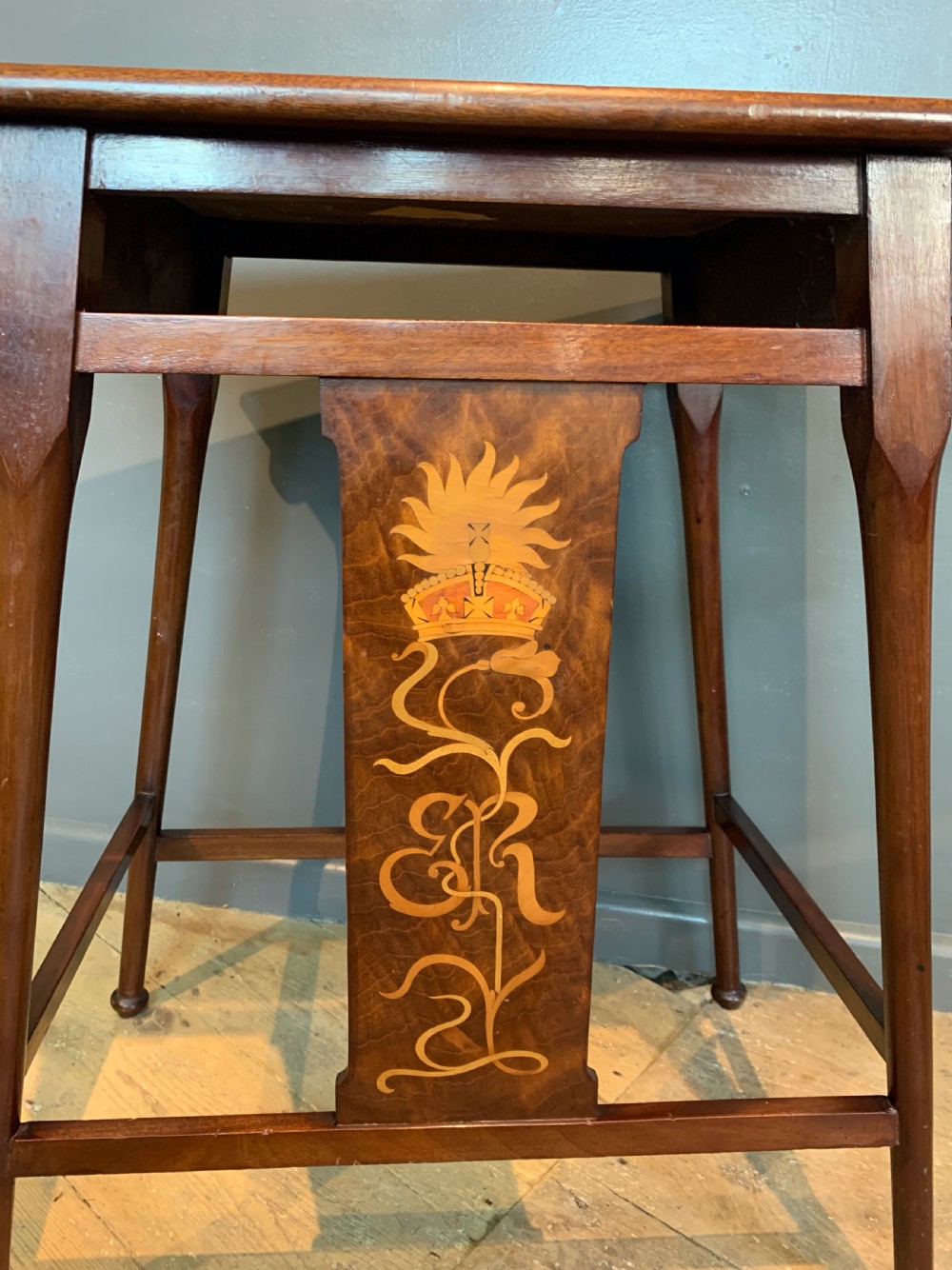 Edward VIII inlaid mahogany commemorative occasional table in Art Nouveau Liberty style View IV