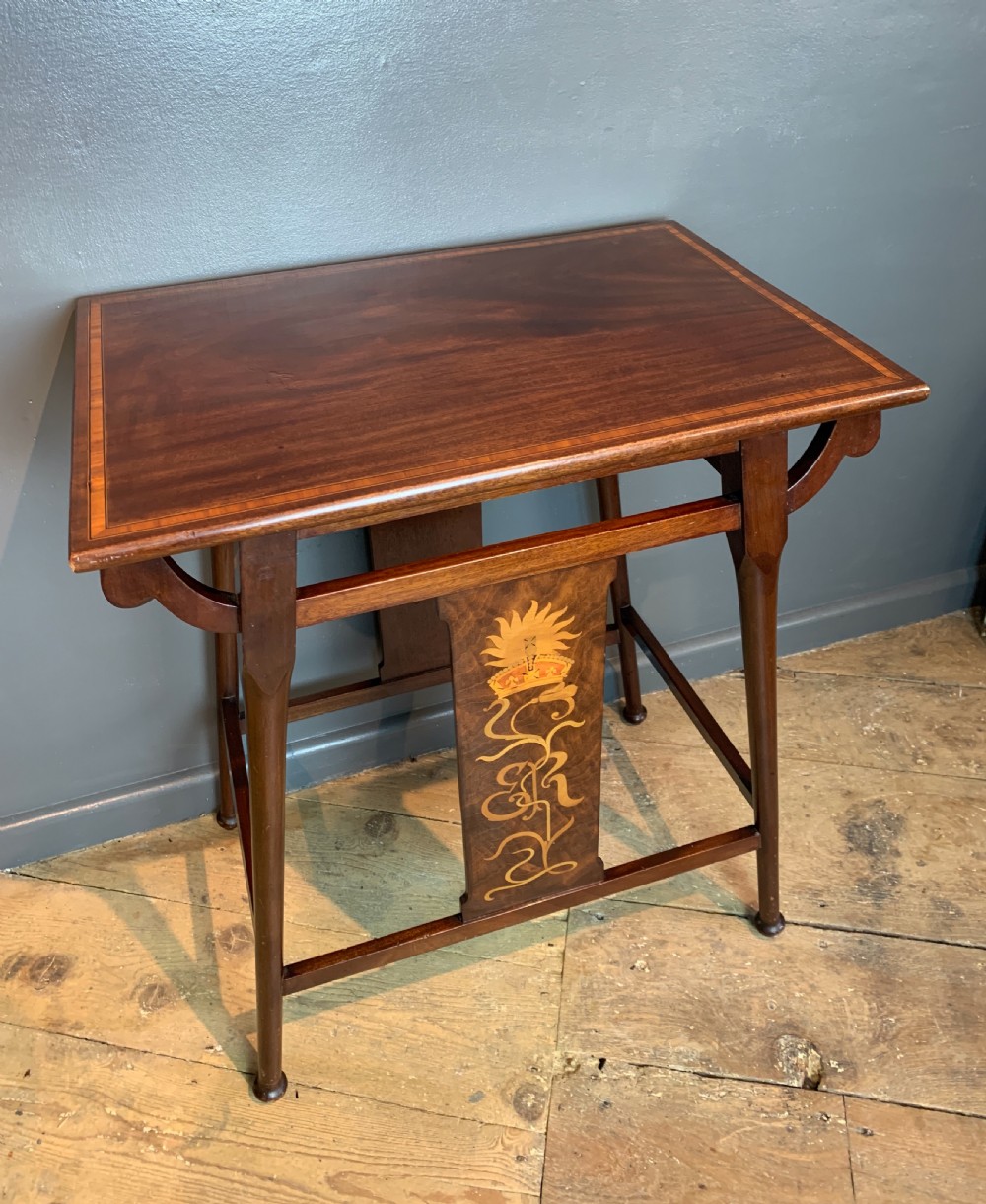 Edward VIII inlaid mahogany commemorative occasional table in Art Nouveau Liberty style View V