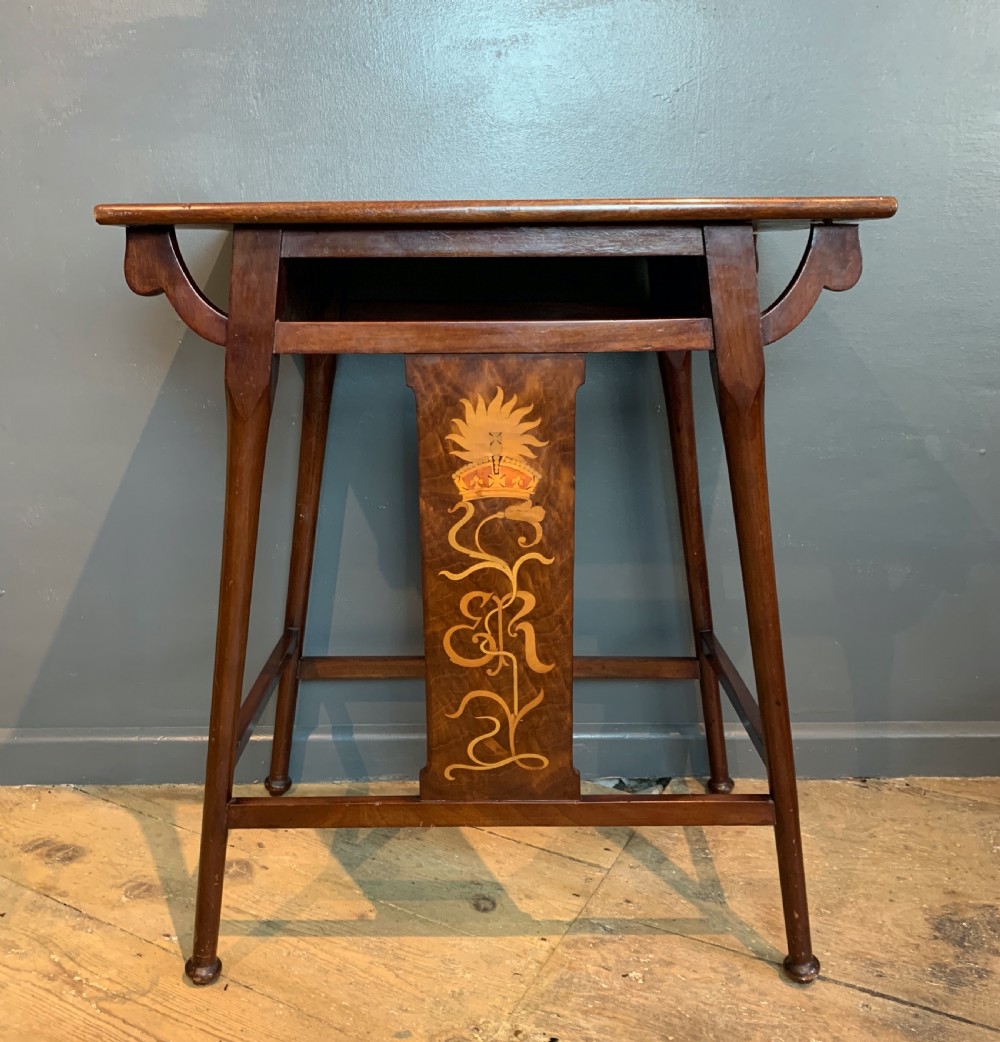 Edward VIII inlaid mahogany commemorative occasional table in Art Nouveau Liberty style View VI