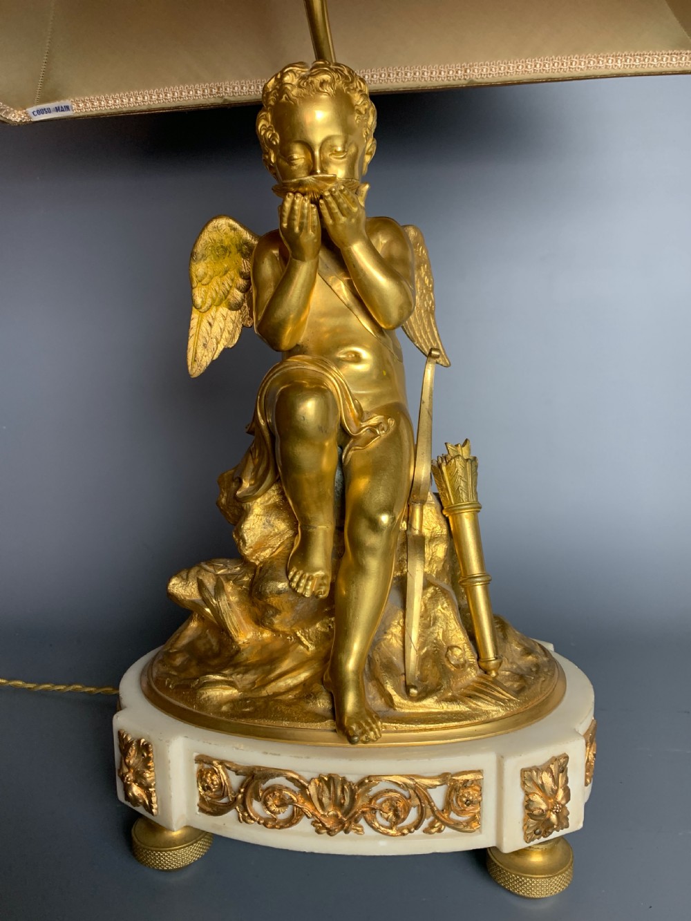Charles Gabriel Sauvage Lemire, gilt bronze Cupid mounted as a table lamp View VI