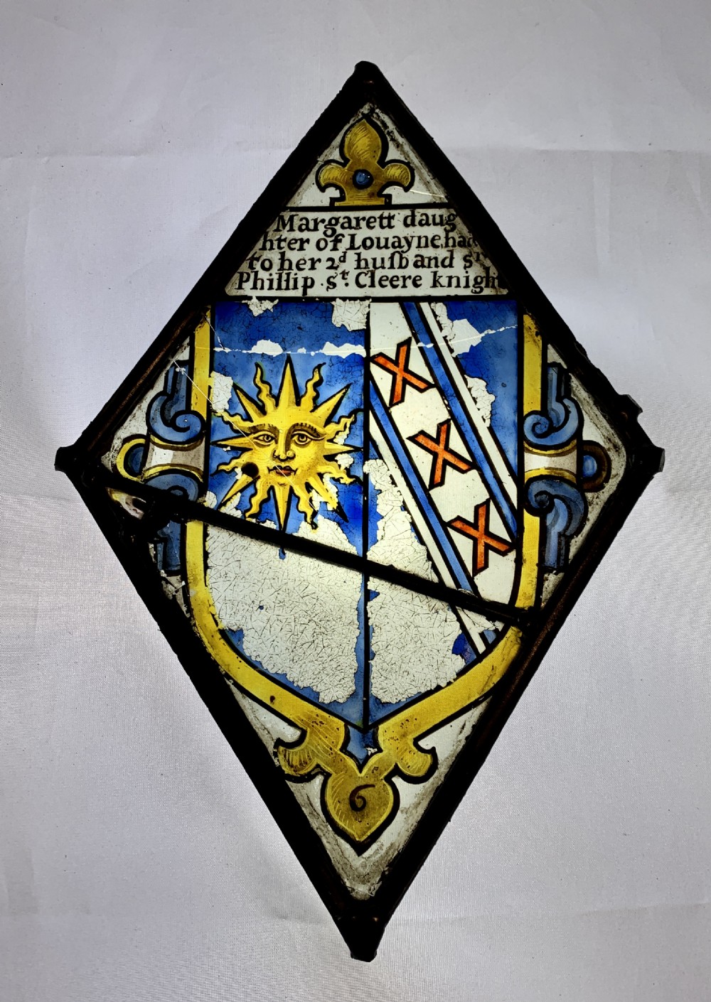 Medieval stained glass fragment associated with Ightham, Kent