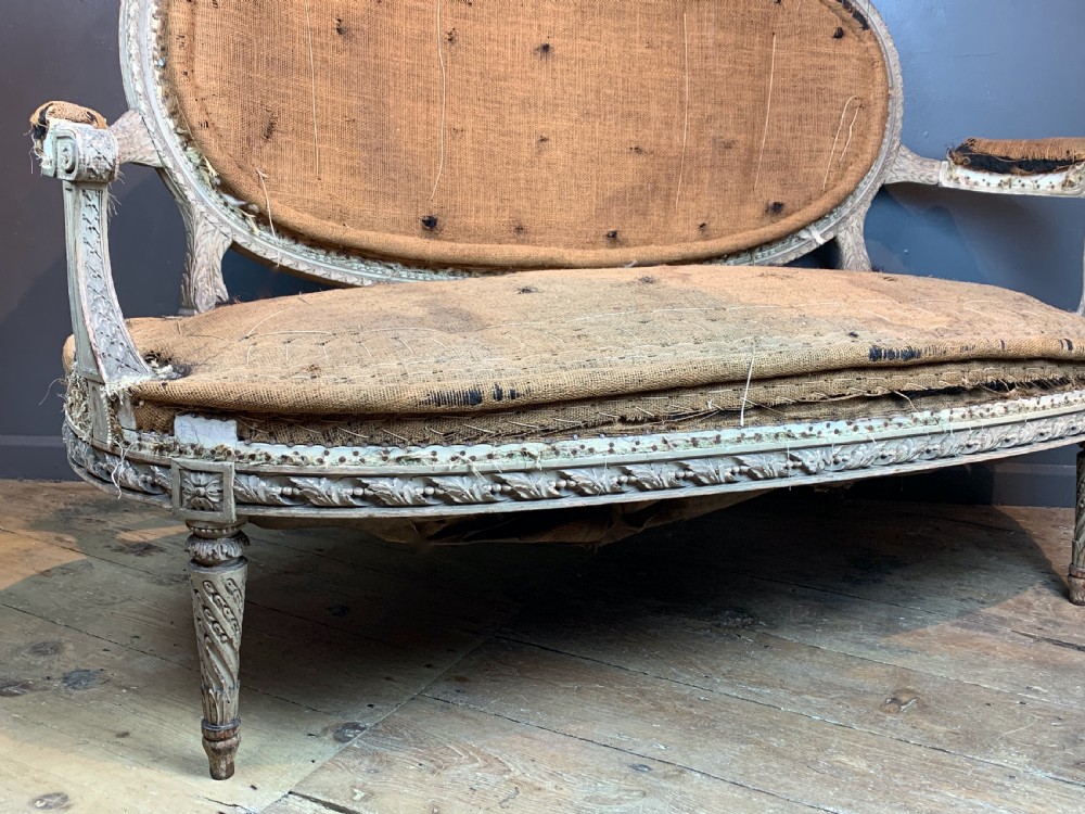 19th century French Louis XVI style canape sofa in original paint View II