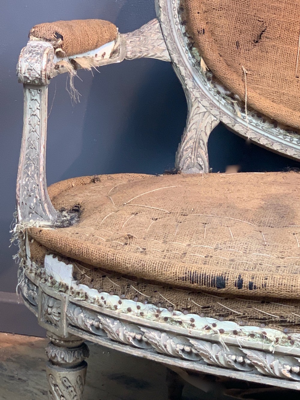 19th century French Louis XVI style canape sofa in original paint View VIII