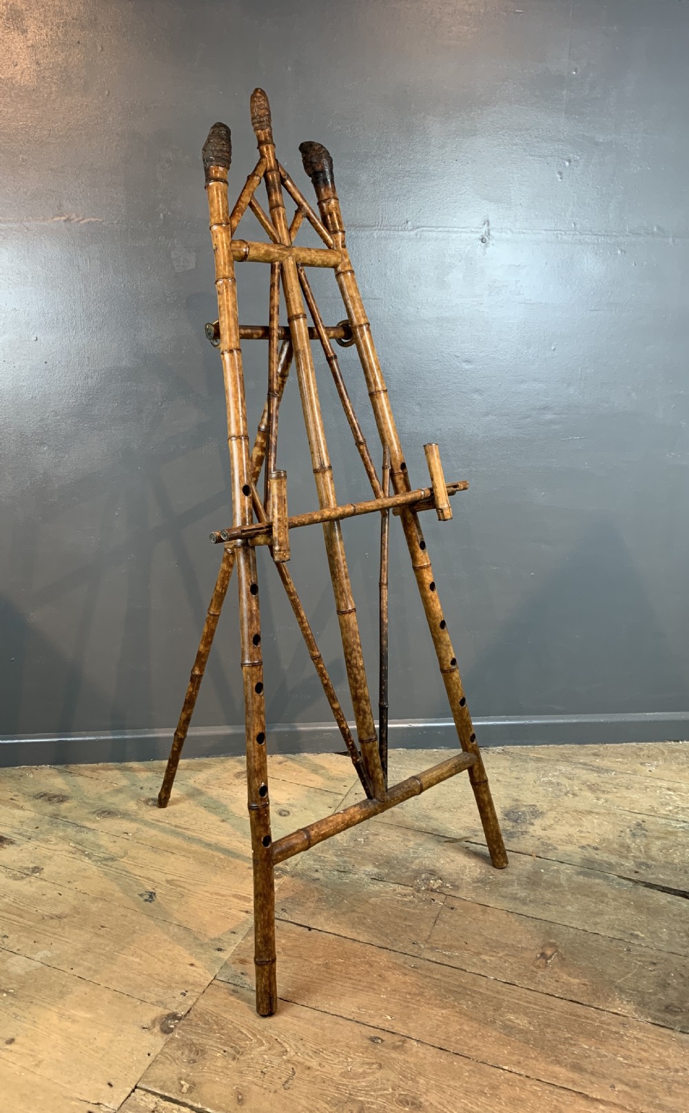 Victorian Adjustable Stained Bamboo Display Easel