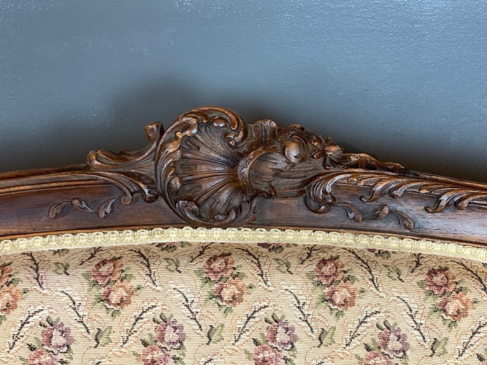 Antique French walnut two seat sofa in Louis XV style View VI