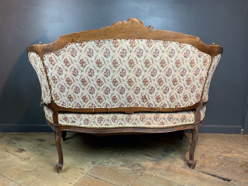 Antique French walnut two seat sofa in Louis XV style View VII