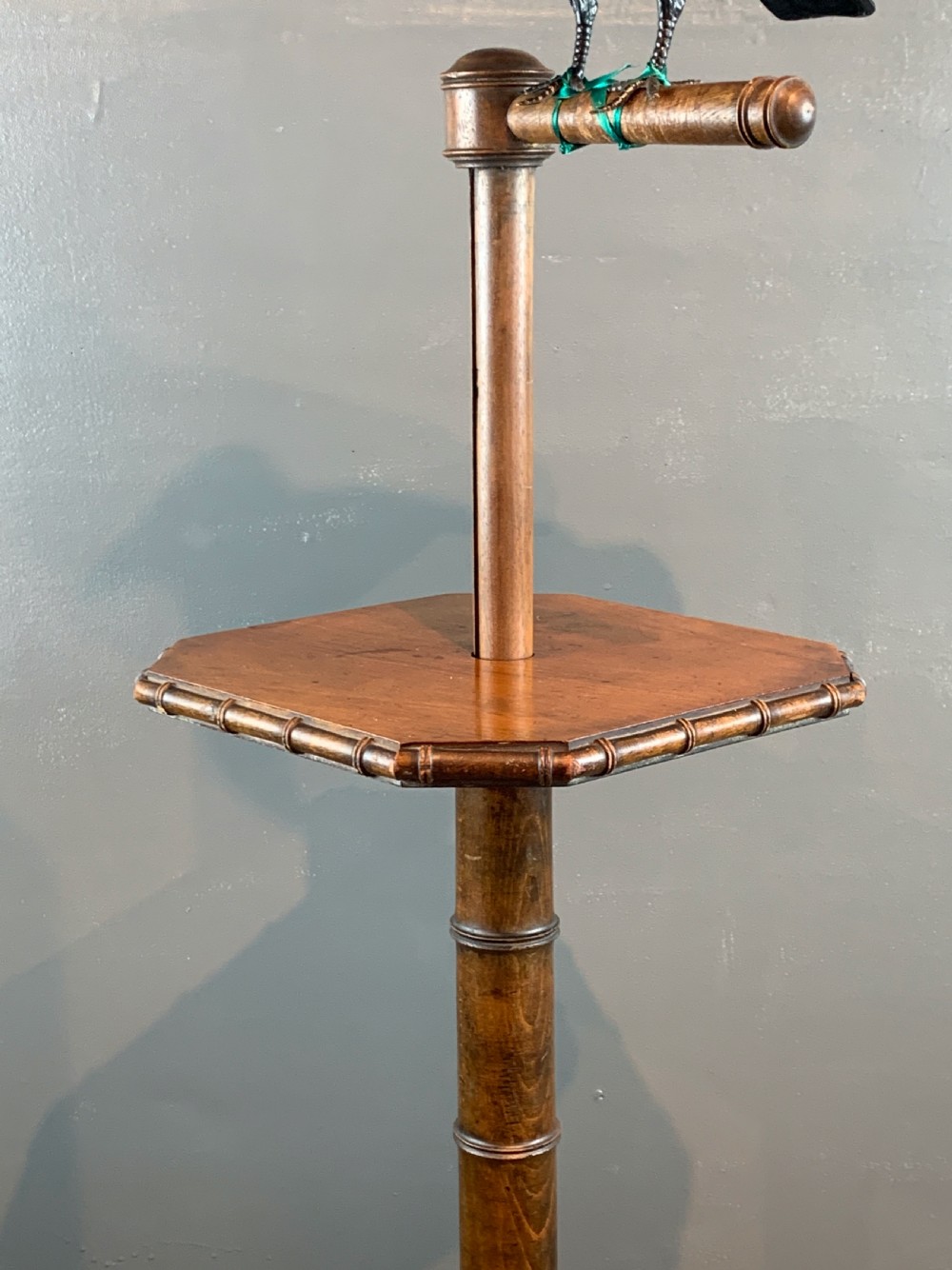Rare Victorian mahogany faux bamboo parrot / bird perch View II