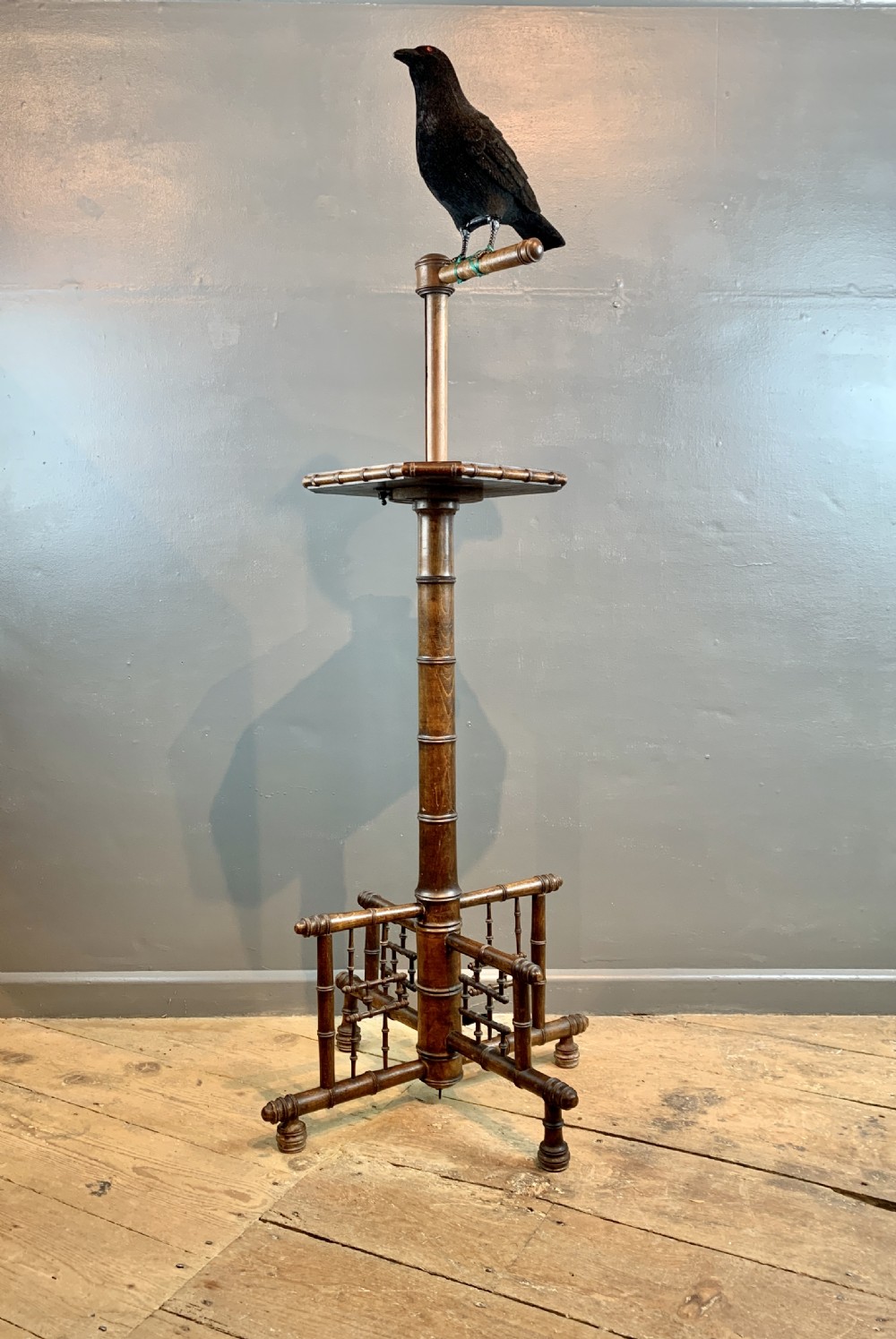 Rare Victorian mahogany faux bamboo parrot / bird perch View III