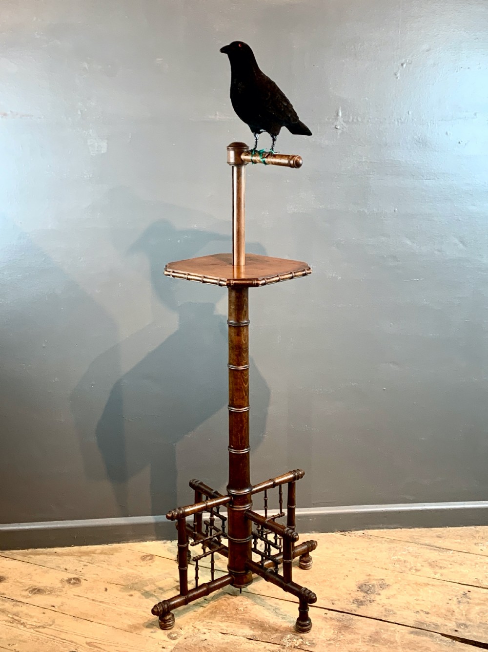 Rare Victorian mahogany faux bamboo parrot / bird perch View IV